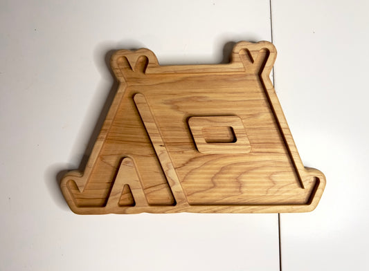 Camping tent maple Wood sensory tray