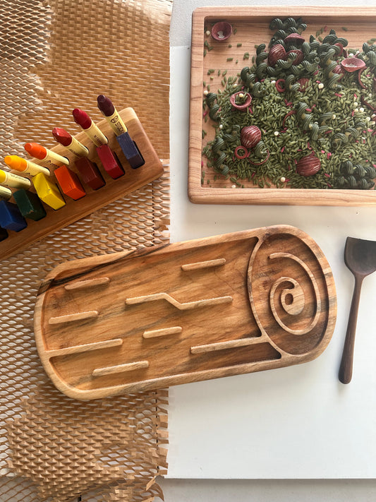 Woodland Log sensory tray