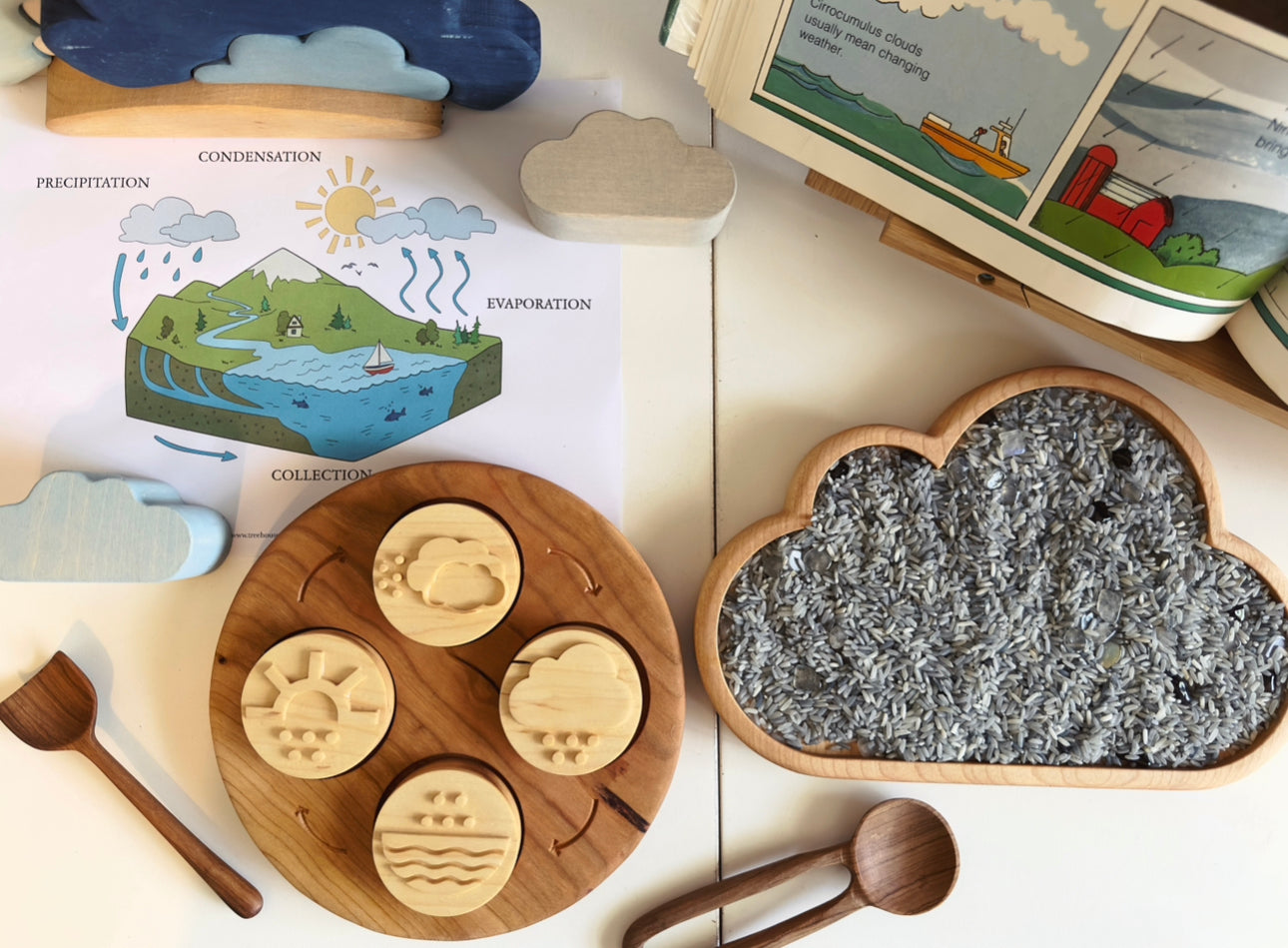 Double sided water cycle play dough stamps