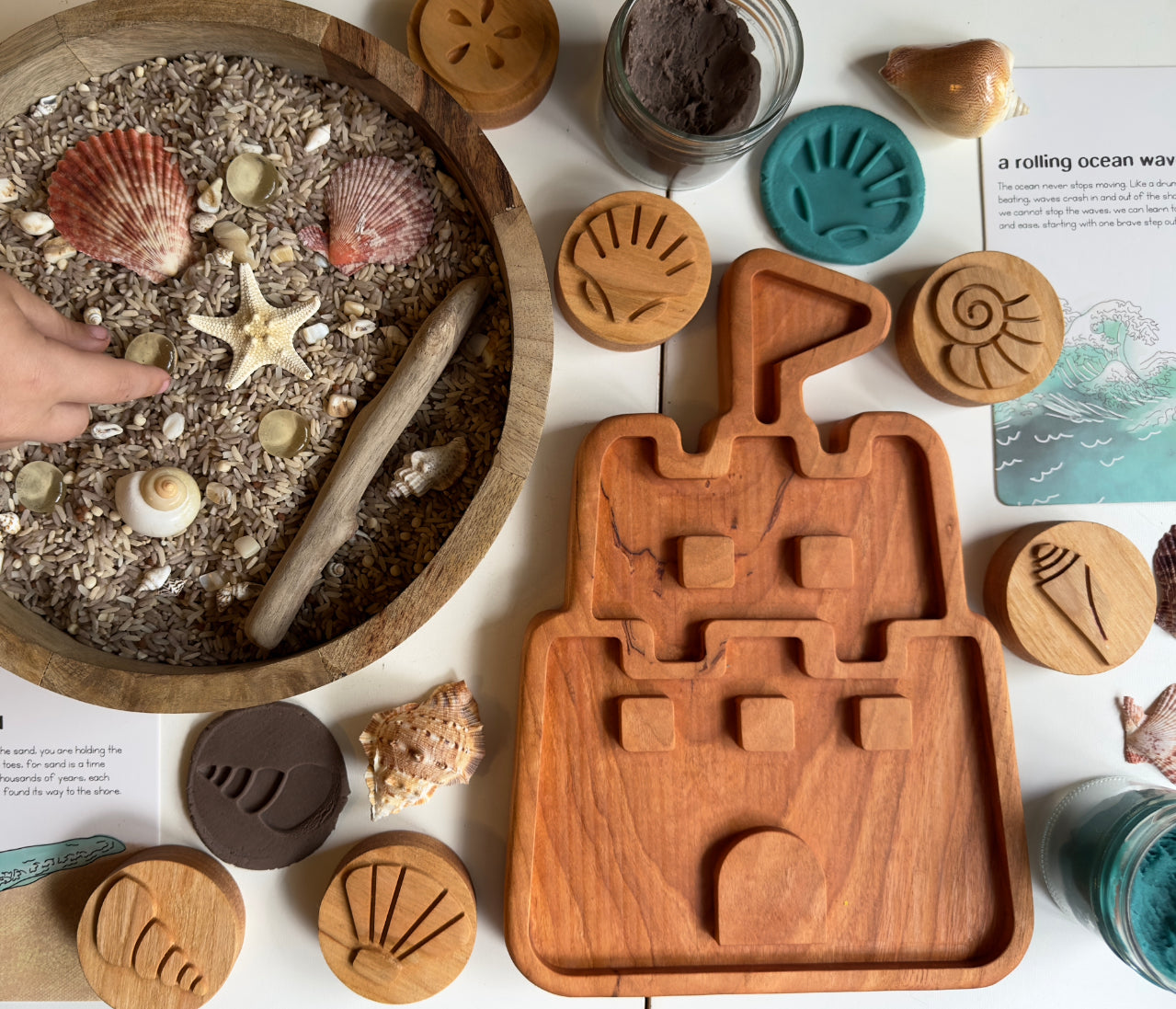 Sandcastle cherry wood sensory tray