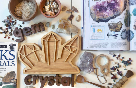 Crystals maple wood sensory tray