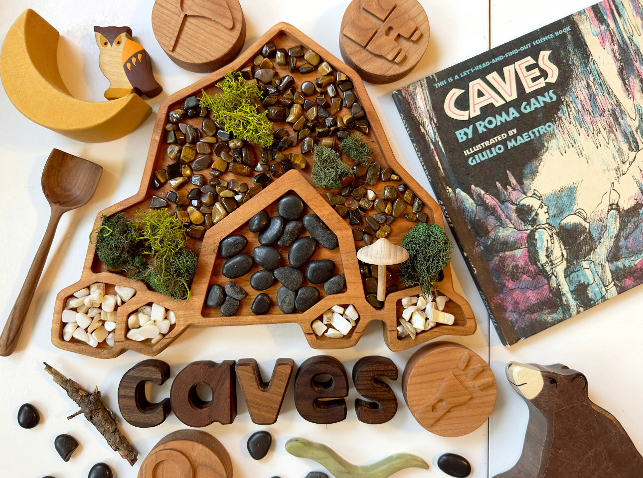 Cave cherry wood sensory tray