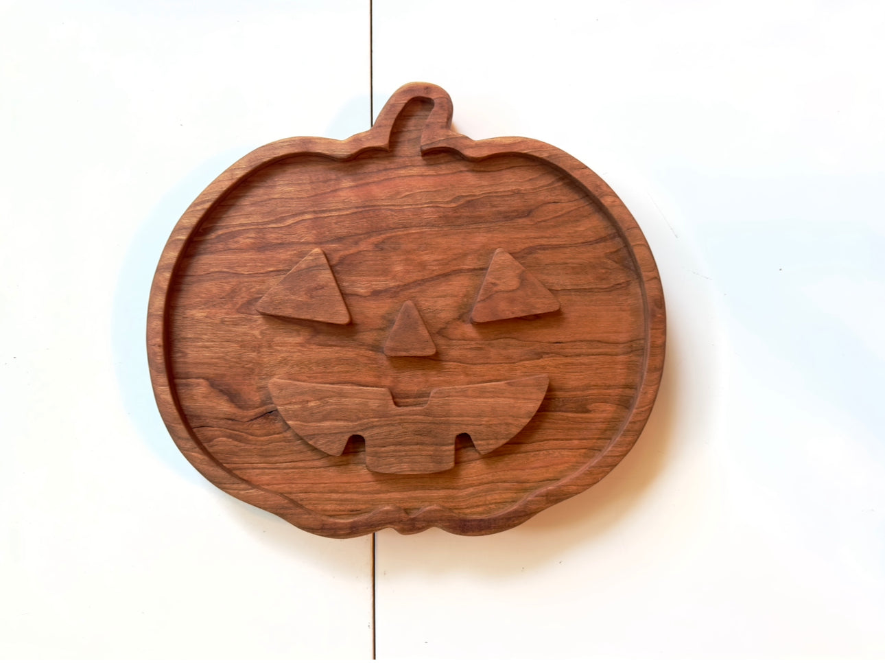 Jack o’ lantern Pumpkin cherry wood tray