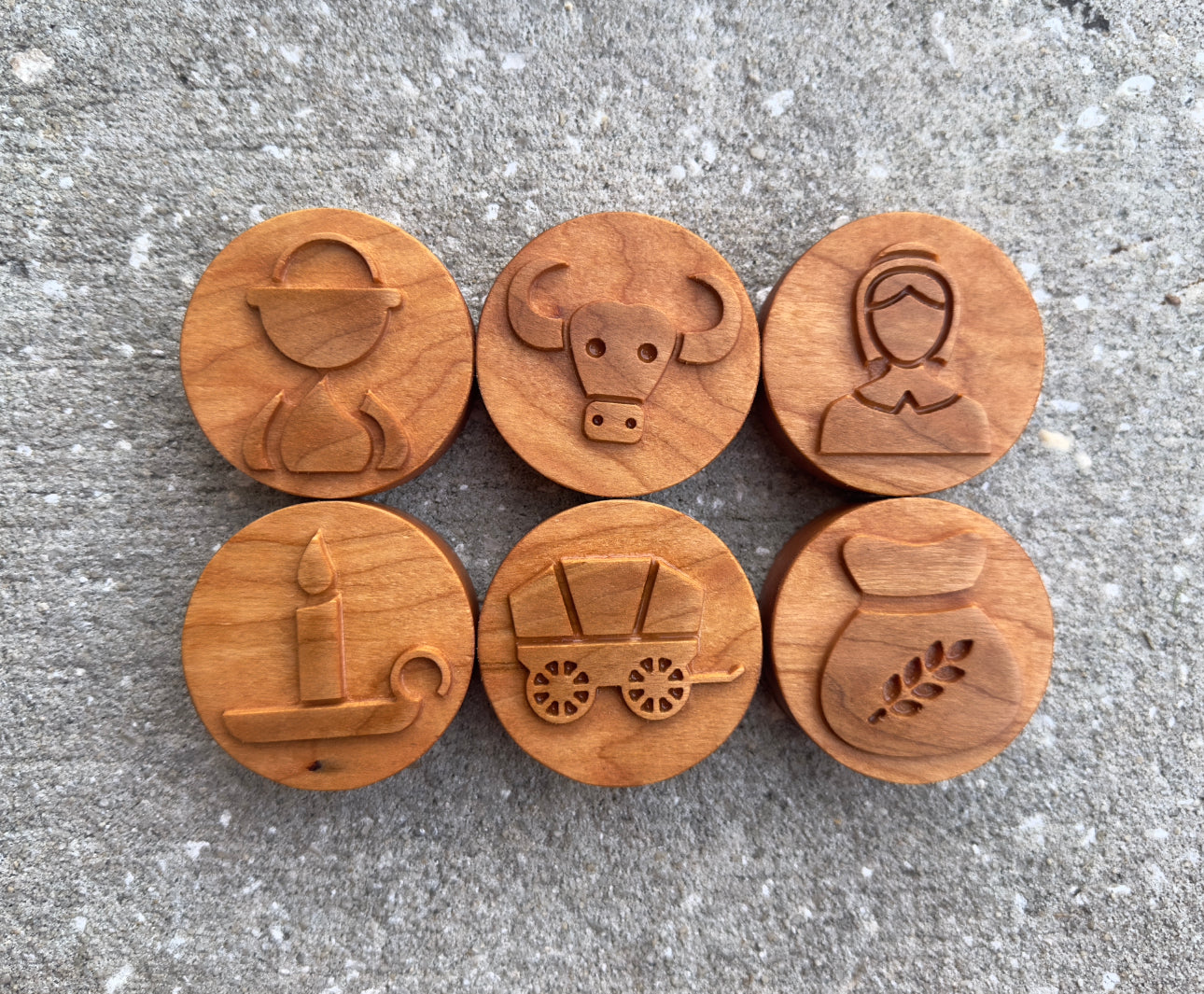 Prairie life cherry wood play dough stamps