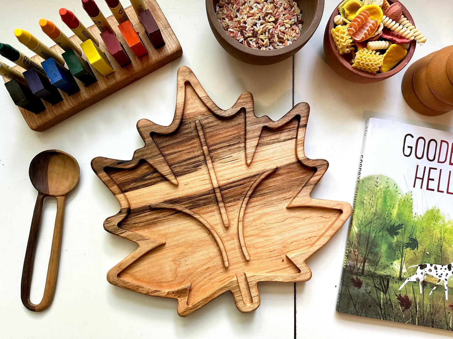 MAPLE LEAF maple wood sensory tray