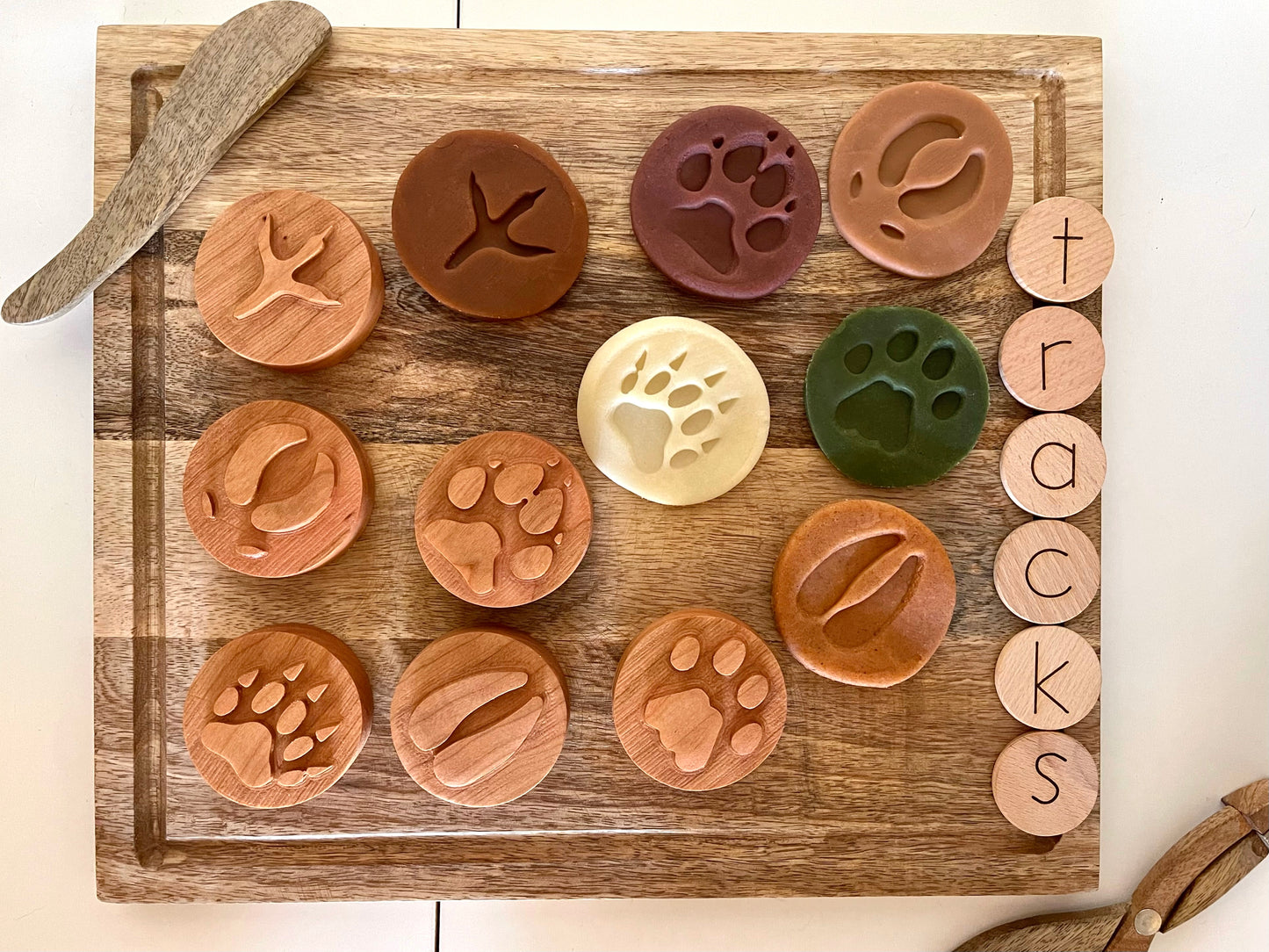 Mountain animal tracks play dough stamp set