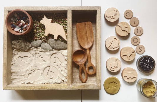 DINOSAURS maple wood play dough stamps