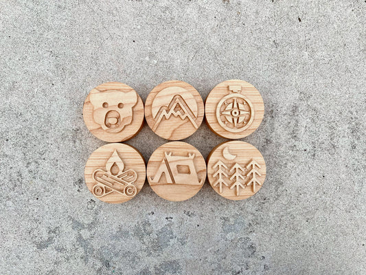 CAMPING maple wood play dough stamps