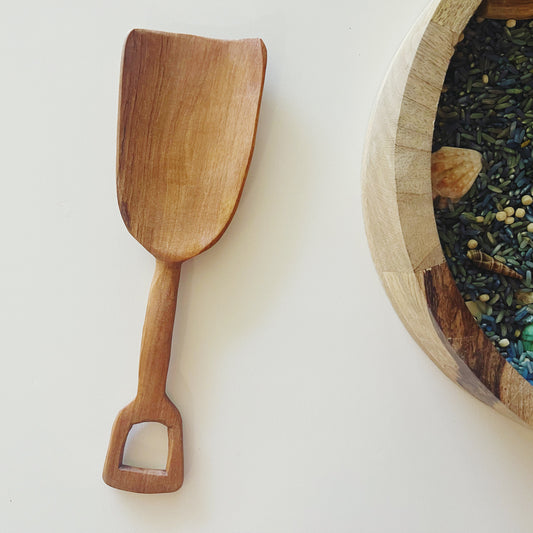 Large olive wood scooping shovel