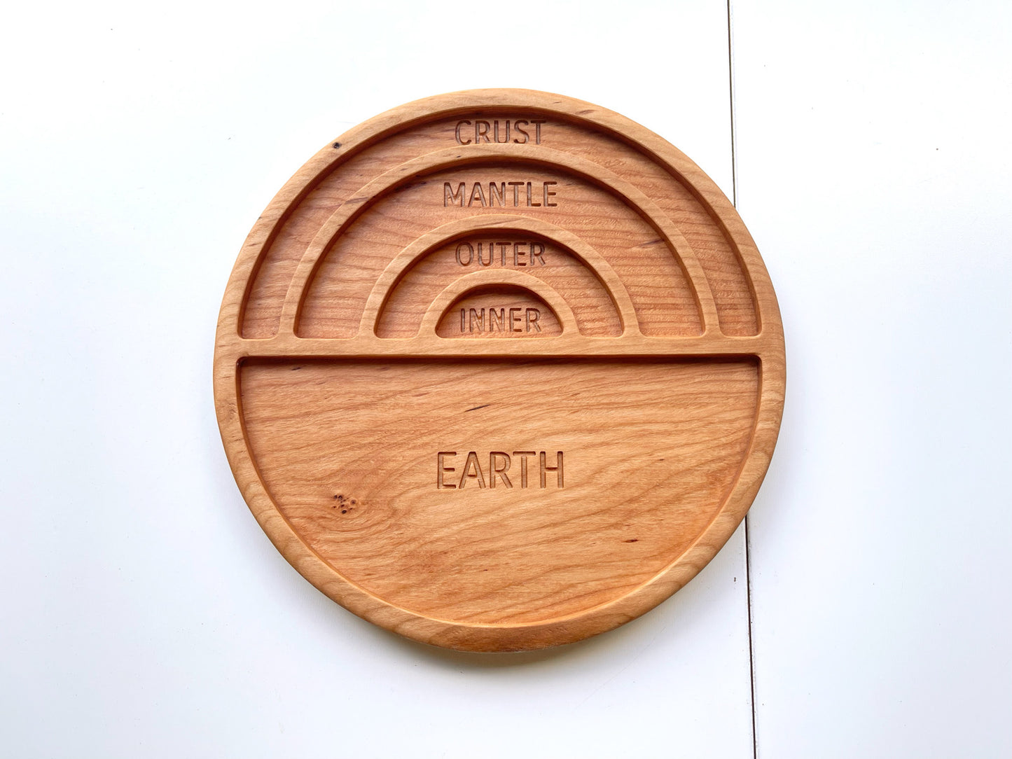 Earths layers engraved cherry wood tray