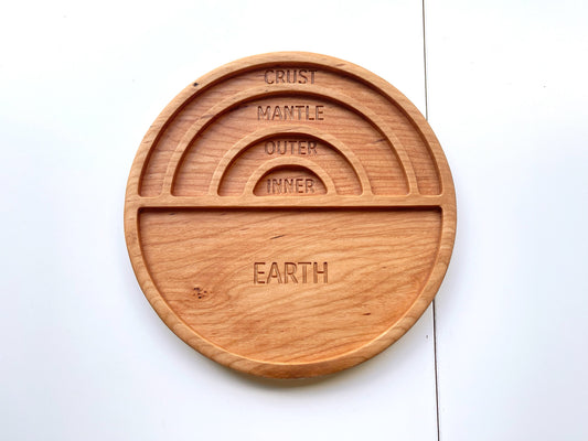 Earths layers engraved cherry wood tray