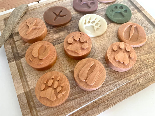 Mountain animal tracks play dough stamp set