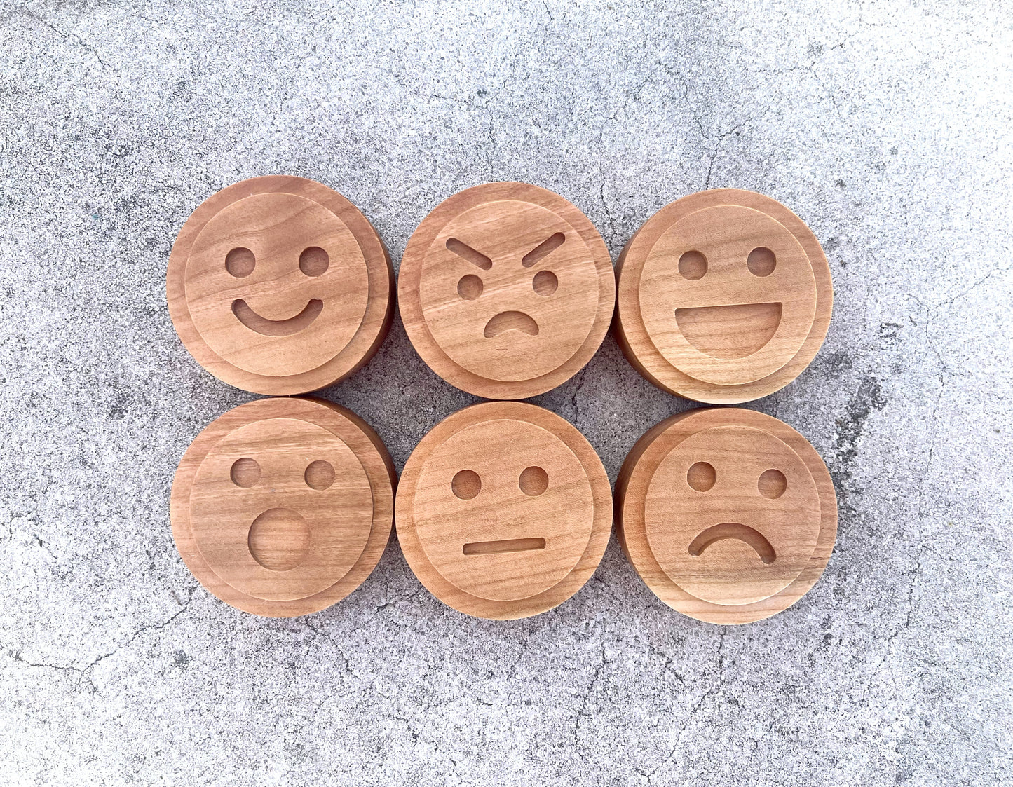 EMOTIONS Cherry wood play dough stamp set