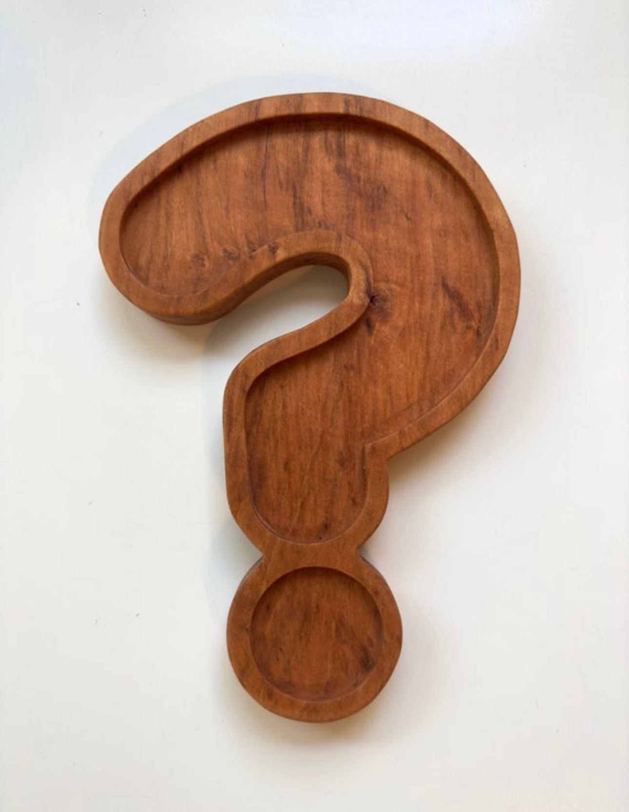 Question mark cherry wood sensory tray