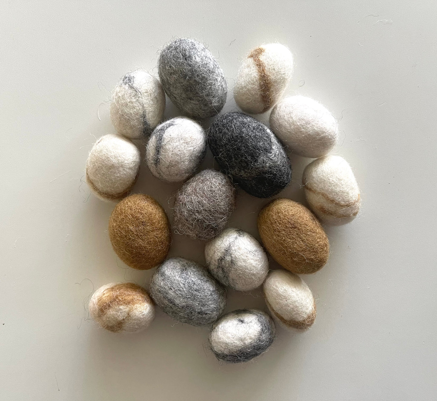 Wool felt neutral earth stones