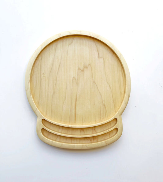 Snow globe maple wood sensory tray