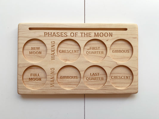 MOON PHASE engraved puzzle board with play dough stamp set