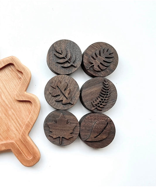 Foliage Leaves wooden play dough STAMP SET