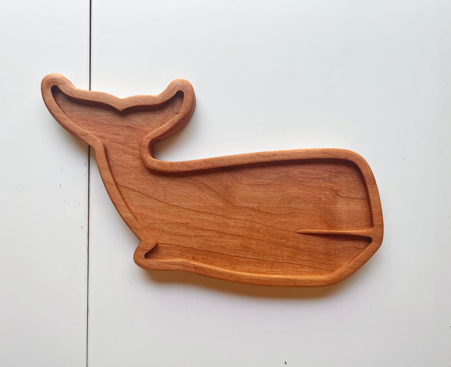 WHALE cherry wood ocean sensory play tray