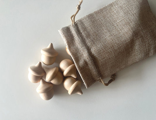 Mini wooden acorns set of 20