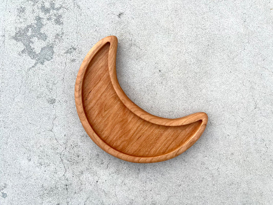 Crescent MOON Cherry Wood sensory tray