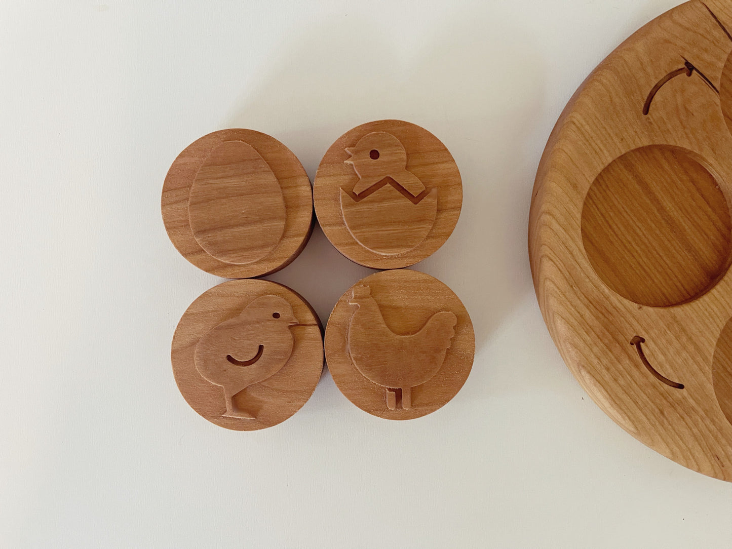 CHICKEN life cycle cherry wood stamps