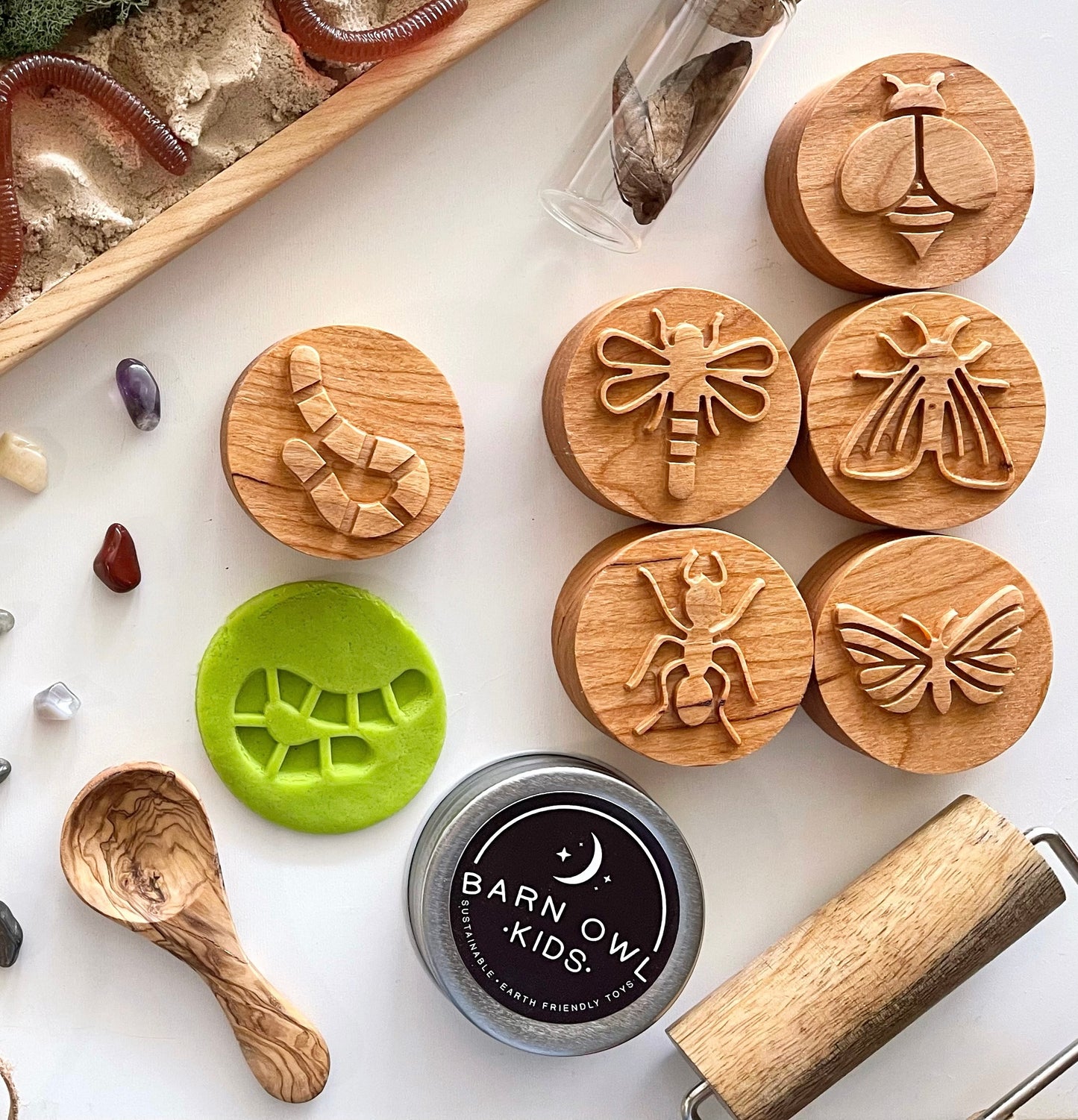 BUGS wooden play dough STAMP SET