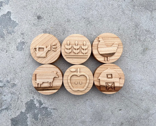 Down on the farm maple wood play dough stamps