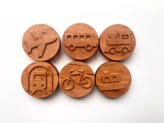 Transportation play dough stamp set