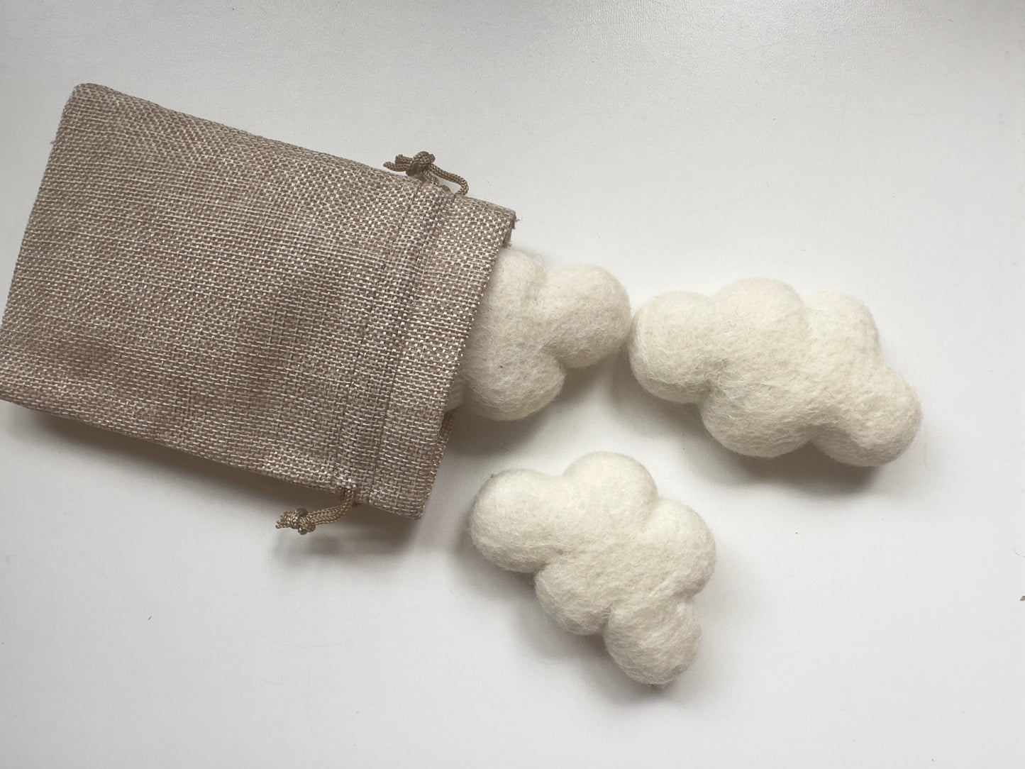 Set of 3 wool felt clouds