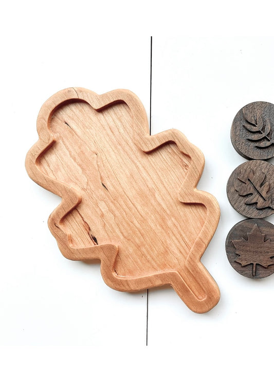 Oak leaf cherry wood sensory tray