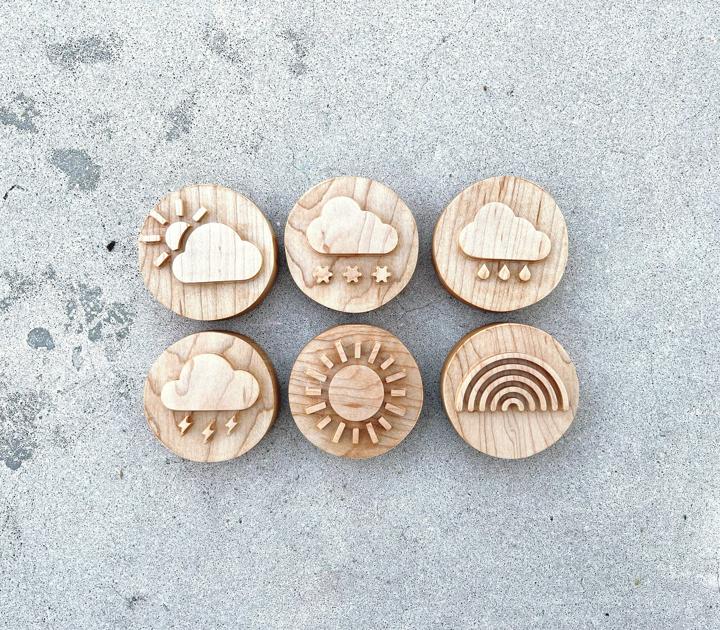 WEATHER Maple wood playdough Stamp Set