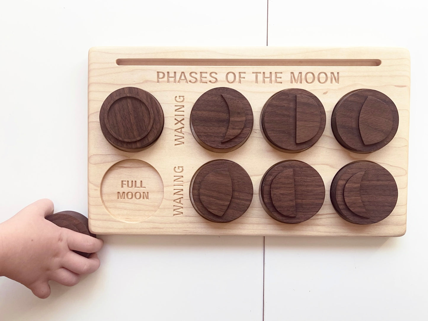 MOON PHASE engraved puzzle board with play dough stamp set