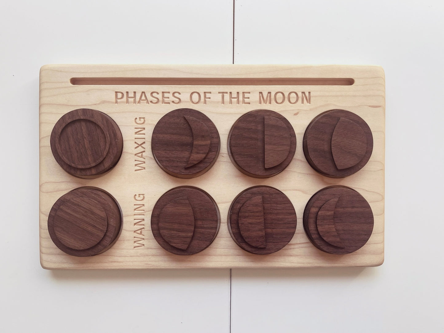 MOON PHASE engraved puzzle board with play dough stamp set