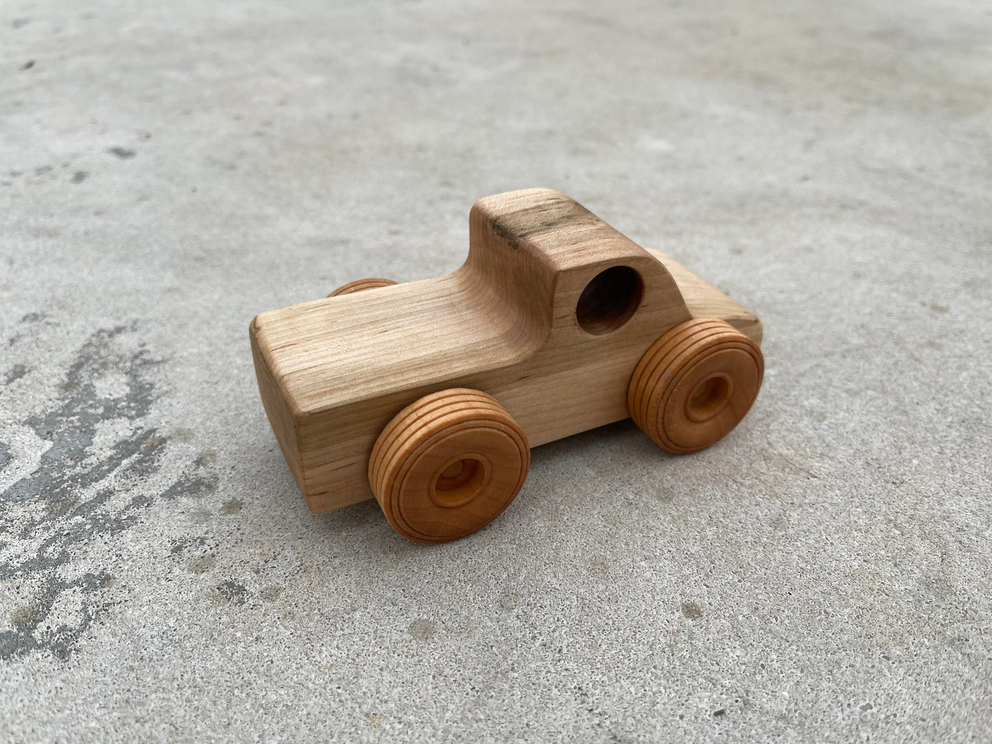 Handcrafted maple wood rolling toy TRUCK